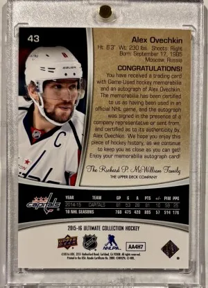 2015-16 Upper Deck Ultimate Alexander Ovechkin Jersey Spectrum Silver Auto /25 back