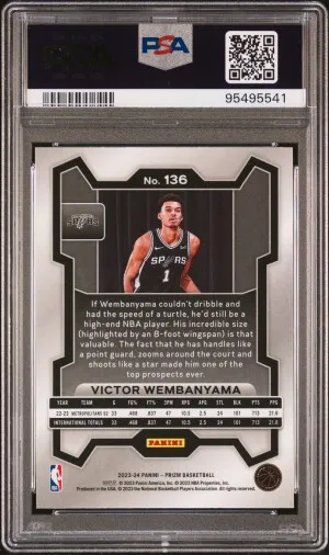 2023 Panini Prizm Victor Wembanyama PSA 10 back