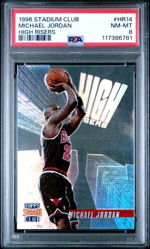 1996 Stadium Club MICHAEL JORDAN High Risers PSA 8 front