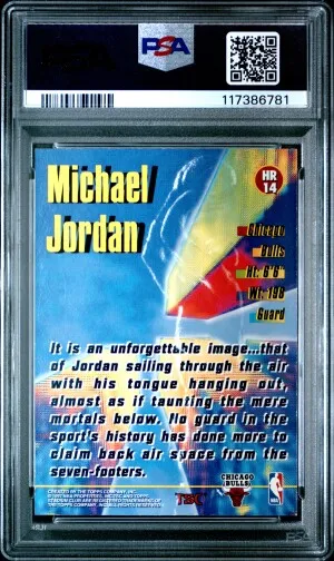 1996 Stadium Club MICHAEL JORDAN High Risers PSA 8 back