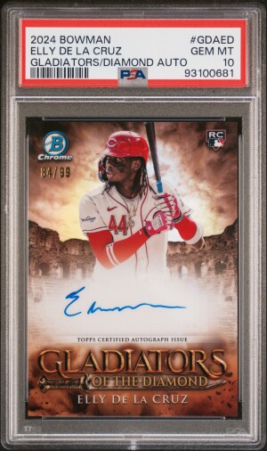 2024 Bowman Gladiators Of The Diamond Autographs Elly De La Cruz Psa 10 front