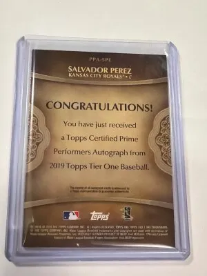 2019 Tier One Salvador Perez Auto /150 back