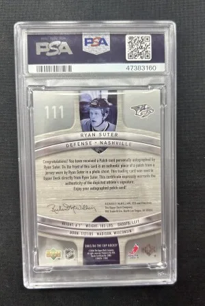 Ryan Suter Upper Deck The Cup 2005-06 RPA 4 Color PSA 8, Auto 10 back
