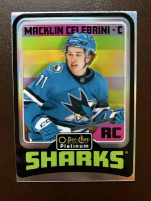 2024-25 OPC Platinum Macklin Celebrini #R91 Retro Rookies Rainbow front