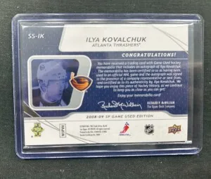 2008-09 SP Hockey Card Game Used Ilya Kovalchuk Significant Swatches SS-IK /50 back