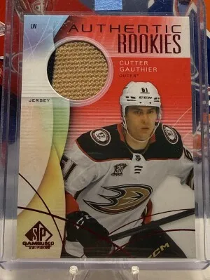 Cutter Gauthier SP Authentic Rookies & Teemu Selanne Crown Royale front