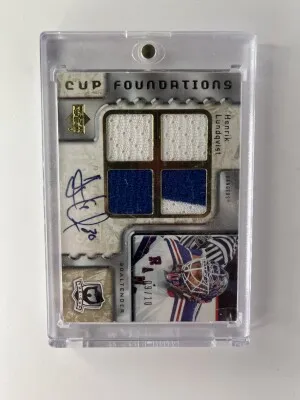 2006-07 Upper Deck The Cup - Cup Foundations Quad Henrik Lundqvist #CQ-HL Jersey Autographs /10 front