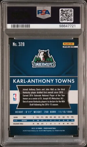 2015 Panini Prizm Karl-Anthony Towns Silver Prizm back