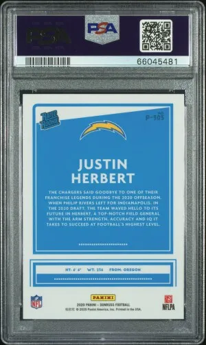 2020 Panini Donruss Justin Herbert Optic Preview back