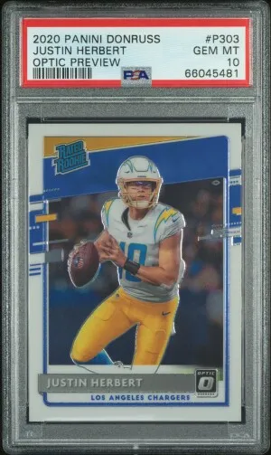 2020 Panini Donruss Justin Herbert Optic Preview front