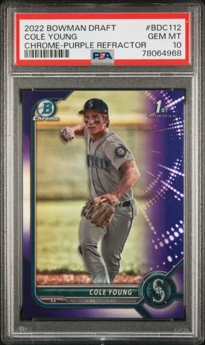 2022 Bowman Draft Cole Young Chrome-Purple Refractor front