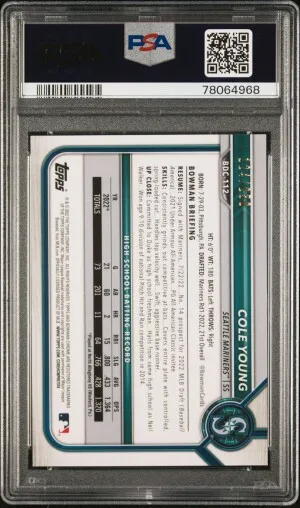 2022 Bowman Draft Cole Young Chrome-Purple Refractor back