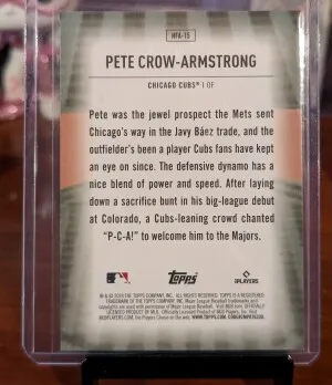 2024 Topps Home Field Advantage Pete Crow Armstrong back