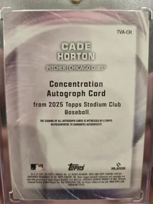 2025 Topps Stadium Club Cade Horton Concentration Auto back
