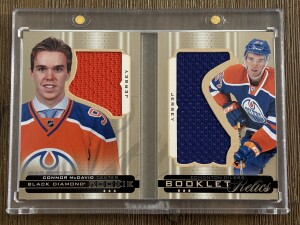 2015-16 Upper Deck Black Diamond Rookie Booklet Relics 109/299 #RBRCM Connor McDavid front