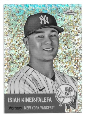 2022 Topps Chrome Platinum Anniversary Black & White Mini-Diamond Refractors #182 Isiah Kiner-Falea - New York Yankees front