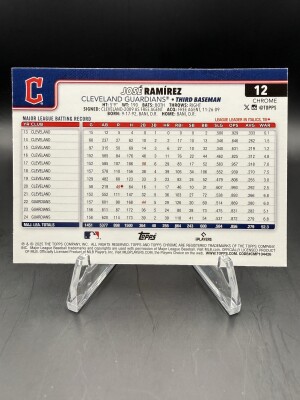 Jose Ramirez 2025 (Guardians) Topps Chrome X-Fractor #12 back
