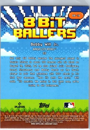 2026 Topps #8B-19 Bobby Witt Jr. 8 Bit Ballers back