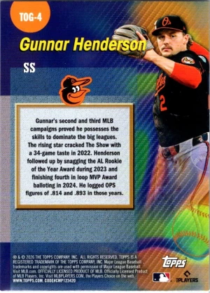2026 Topps #TOG-4 Gunnar Henderson Titans of the Game back