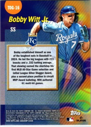 2026 Topps #TOG-16 Bobby Witt Jr. Titans of the Game back