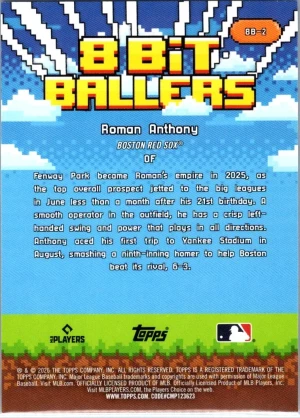 2026 Topps #8B-2 Roman Anthony 8 Bit Ballers back