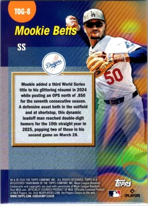 2026 Topps #TOG-8 Mookie Betts Titans of the Game back