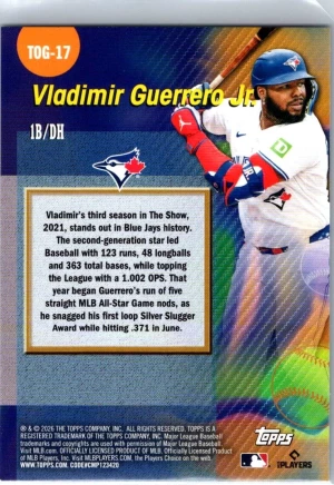 2026 Topps #TOG-17 Vladimir Guerrero Jr. Titans of the Game back