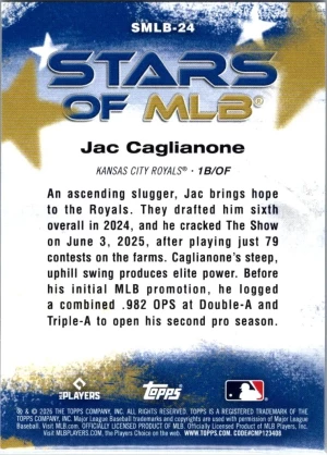 2026 Topps #SMLB-24 Jac Caglianone Stars of MLB back