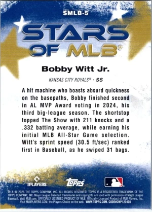 2026 Topps #SMLB-5 Bobby Witt Jr. Stars of MLB back
