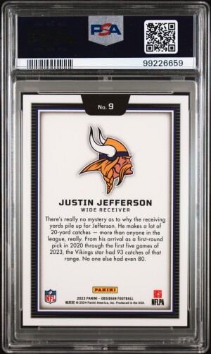 2023 Panini Obsidian ⚫️🔥Black Color Blast Justin Jefferson Case Hit PSA 9 Mint! back