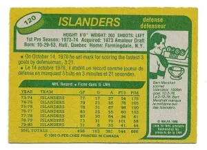 1980-81 O-Pee-Chee #120 Denis Potvin - New York Islanders back