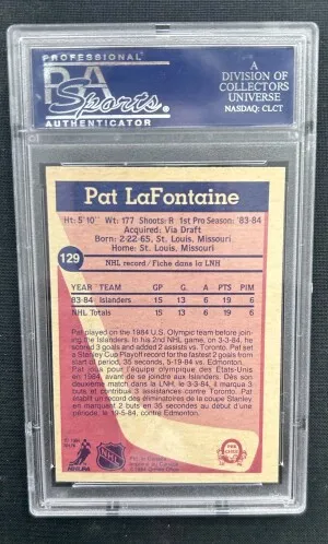 1984 O-Pee-Chee Hockey Pat LaFontaine ROOKIE #129 PSA 9 MINT back