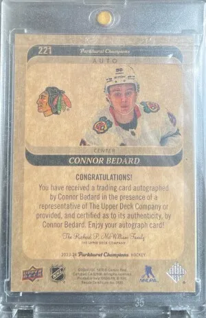 Connor Bedard Parkhurst Rookie Auto SSP back