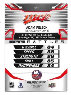 2022-23 Upper Deck MVP Ice Battles #158 Adam Pelech - New York Islanders back