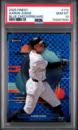 2025 Topps Finest Aaron Judge Blue Checkerboard /75 front