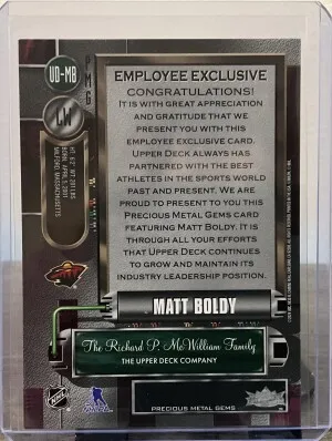 Matt Boldy Employee Exclusive Purple PMG back