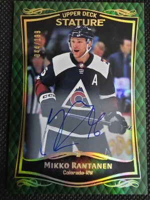 24-25 Upper Deck Stature - Mikko Rantanen #19 Green Auto 044/199 2023-2024 Update front