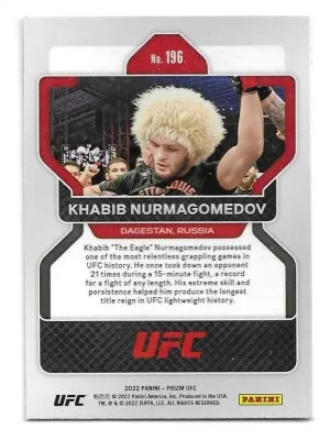 2022 Panini Prizm UFC #196 Khabib Nurmagomedov back