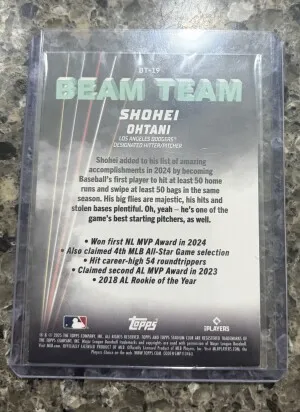 2025 Topps Stadium Club Shohei Ohtani Beam Team back