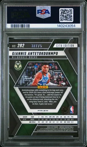 2024 Panini Mosaic Giannis Antetokounmpo Blue Fluorescent /75 PSA 9 back