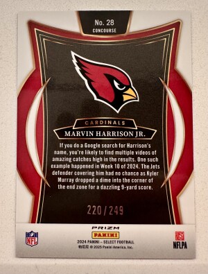 2024 Select Concourse Marvin Harrison Jr RC /249 Red Shock back
