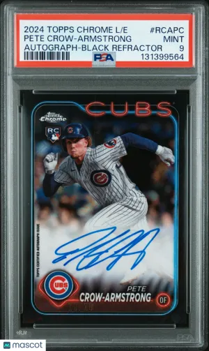 2024 Topps Chrome Logofractor Auto Pete Crow-Armstrong #RCAPC Black /10 PSA 9 front