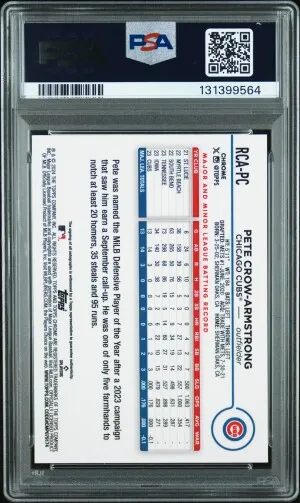 2024 Topps Chrome Logofractor Auto Pete Crow-Armstrong #RCAPC Black /10 PSA 9 back