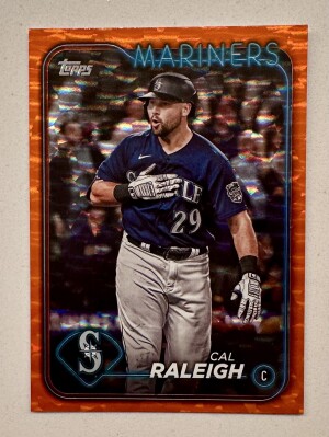 2024 Topps Series 1 Cal Raleigh Orange Crackle Foil /299 front