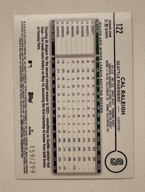 2024 Topps Series 1 Cal Raleigh Orange Crackle Foil /299 back
