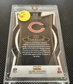 Caleb Williams Select Silver Die Cut Rookie! back