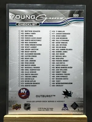 Matthew Schaefer Michael Misa 2025-26 Series 2 Young Guns Outburst back