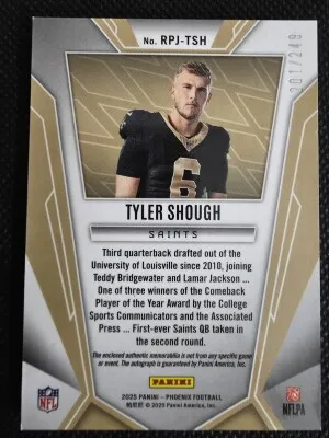 2025 Panini Phoenix Tyler Shough Rookie Phenon /249 back