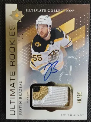 2024-25 Upper Deck Ultimate Rookies Auto Patch Justin Brazeau /99 #163 front