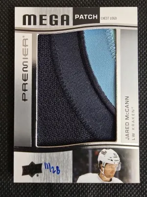 2023-24 Premier Mega Patch Chest Logo #PMP-MJ Jared McCann 11/28 front